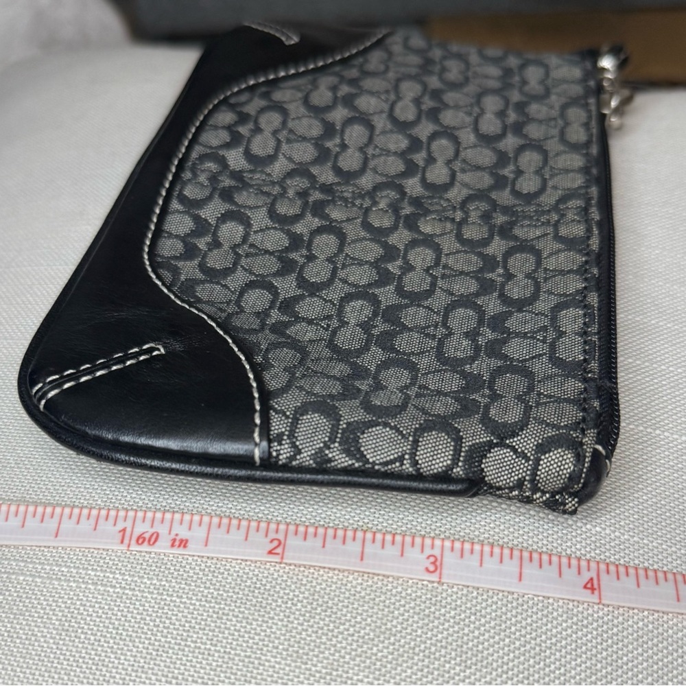 Coach Signature Black & Gray Canvas Wristlet - Picture 3 of 7